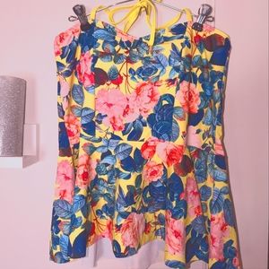 Floral halter peplum tankini top by Lime Ricki